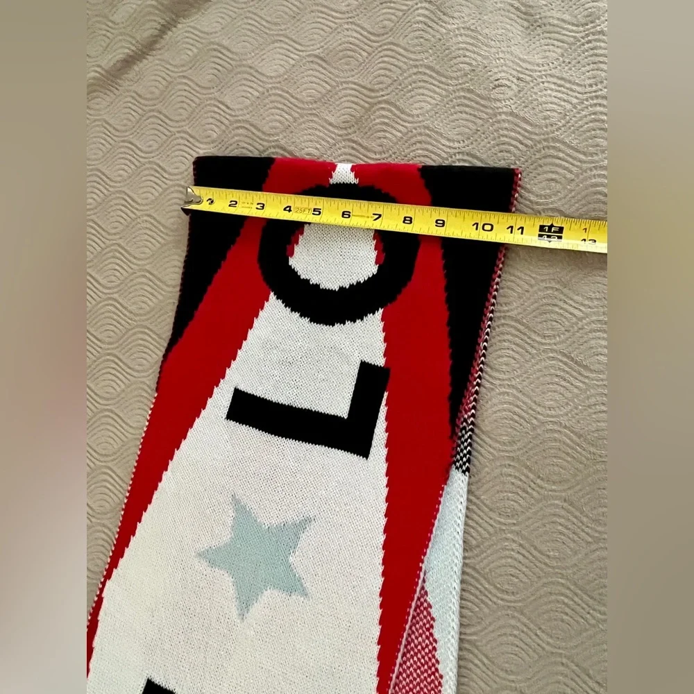 Express cold weather soft and cozy scarf in red/black/white/blue, one size